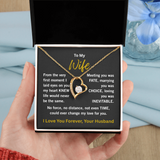 yellow gold forever love necklace in 2 tone gife box