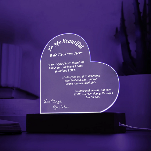 Purple Heart Shape Acrylic Plaque