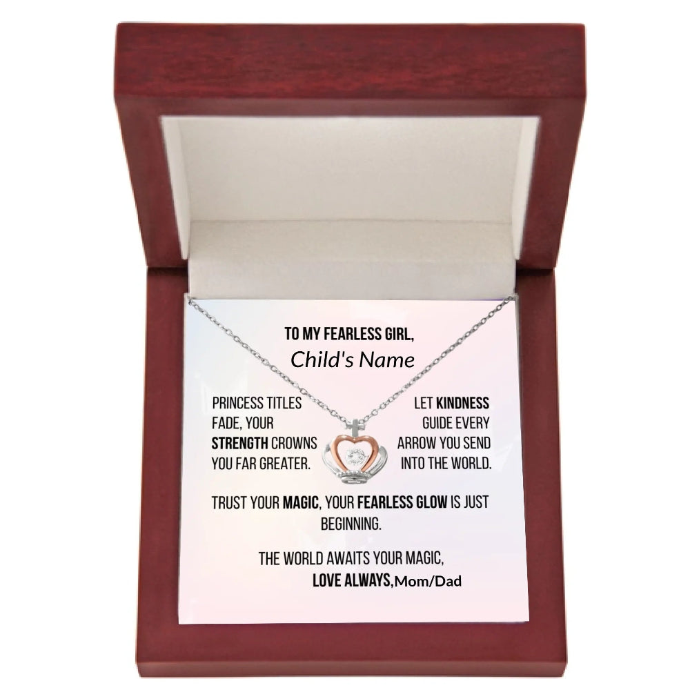 Necklace with engraved message in a wooden box