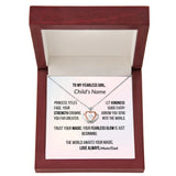 Necklace with engraved message in a wooden box