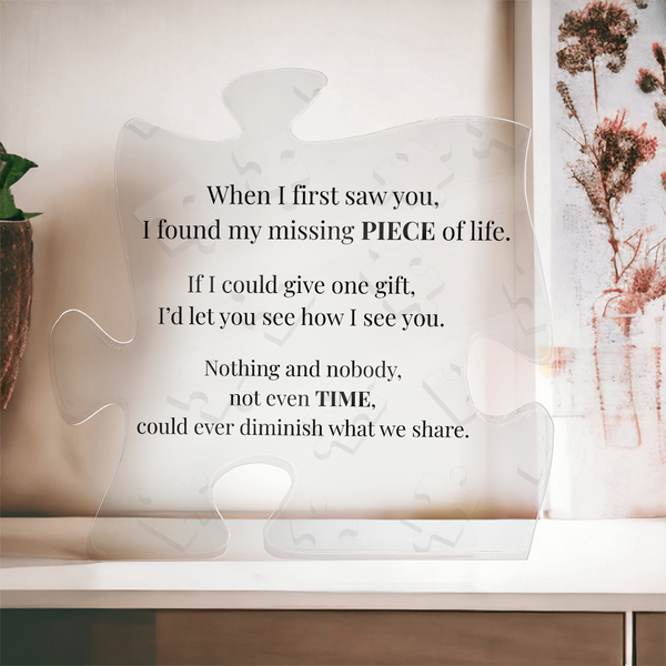 Puzzle Piece Acrylic Plaque – Romantic Gift for Wife or Girlfriend