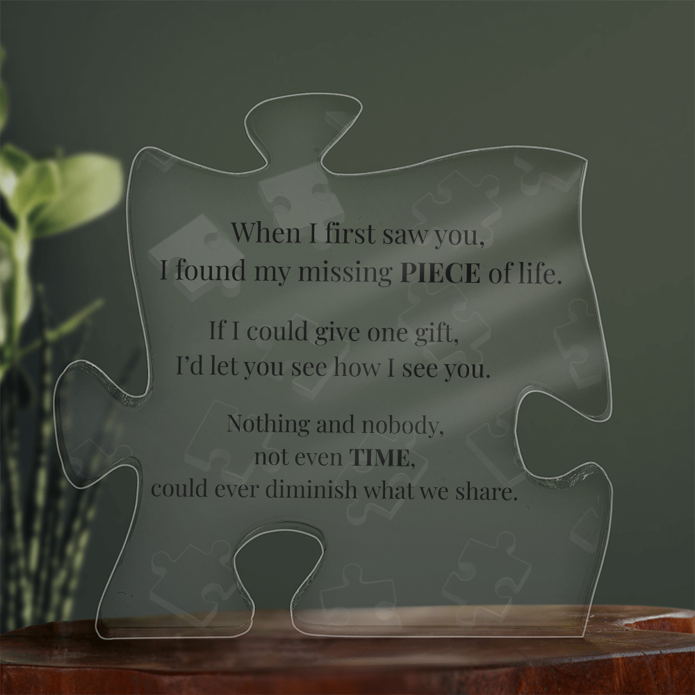 Puzzle Piece Acrylic Plaque – Romantic Gift for Wife or Girlfriend