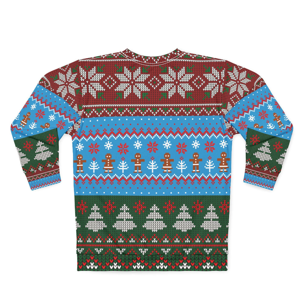 Colorful Christmas sweater with patterns on a white background